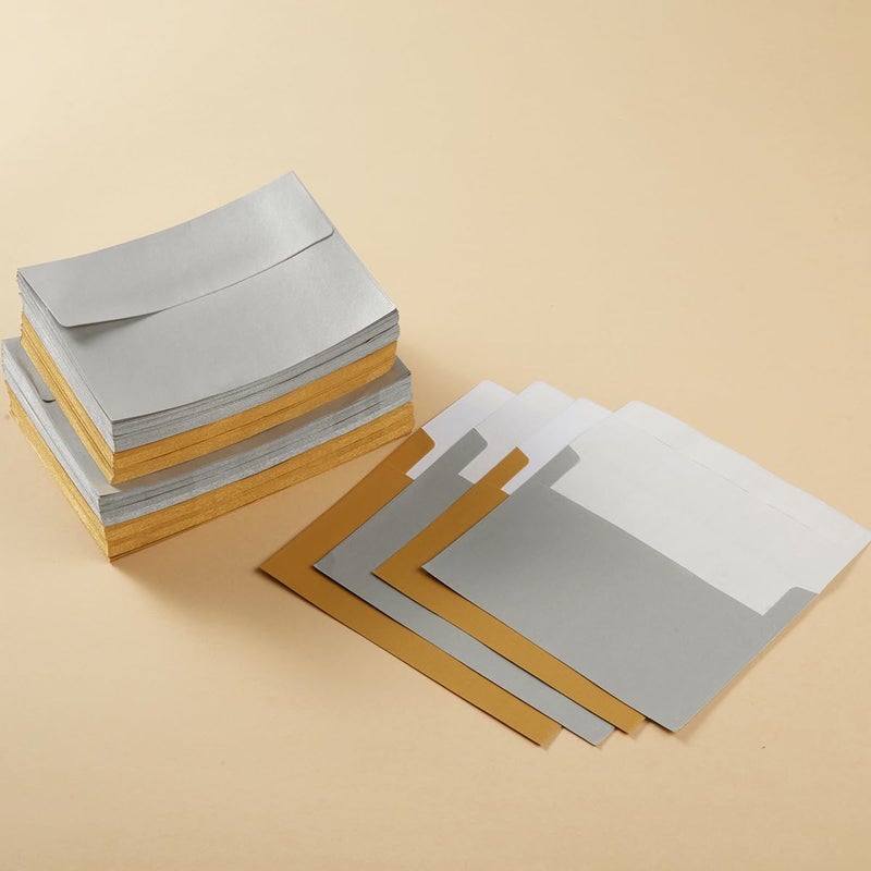 Wishop 50 Pieces Metallic Color Self Seal Envelopes for Greeting Cards, Invitations, Postcards (Gold, 5x7) - Image 5